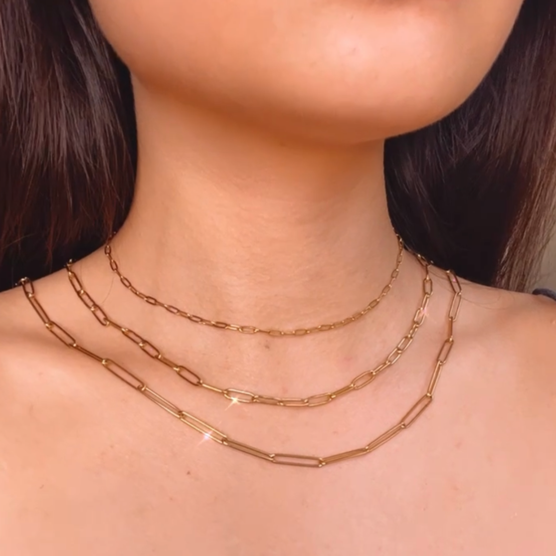 Long Paperlink Chain Gold Filled Necklace / Choker