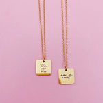 Load image into Gallery viewer, Lazer Engraved Double Sided 15MM Square Necklace - LINE ART
