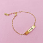 Load image into Gallery viewer, Lazer Engraved Custom Bar with Thin Curb Chain Bracelet
