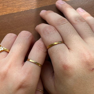 Lazer Engraved Couple Gold Filled Rings - Adjustable